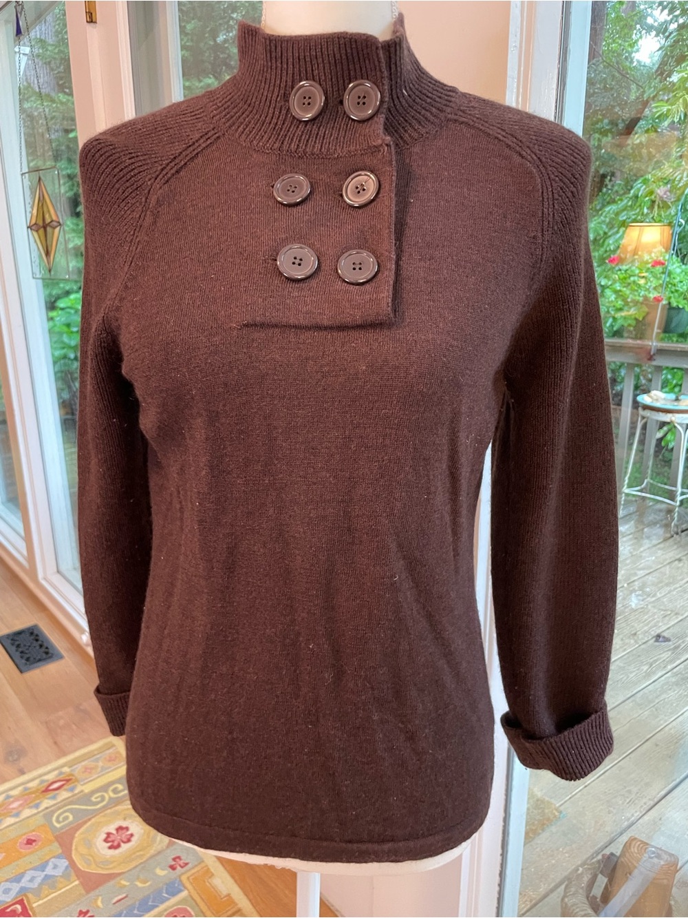 100% Italian Merino - Knit Sweater - Deep Brown. EUC Medium